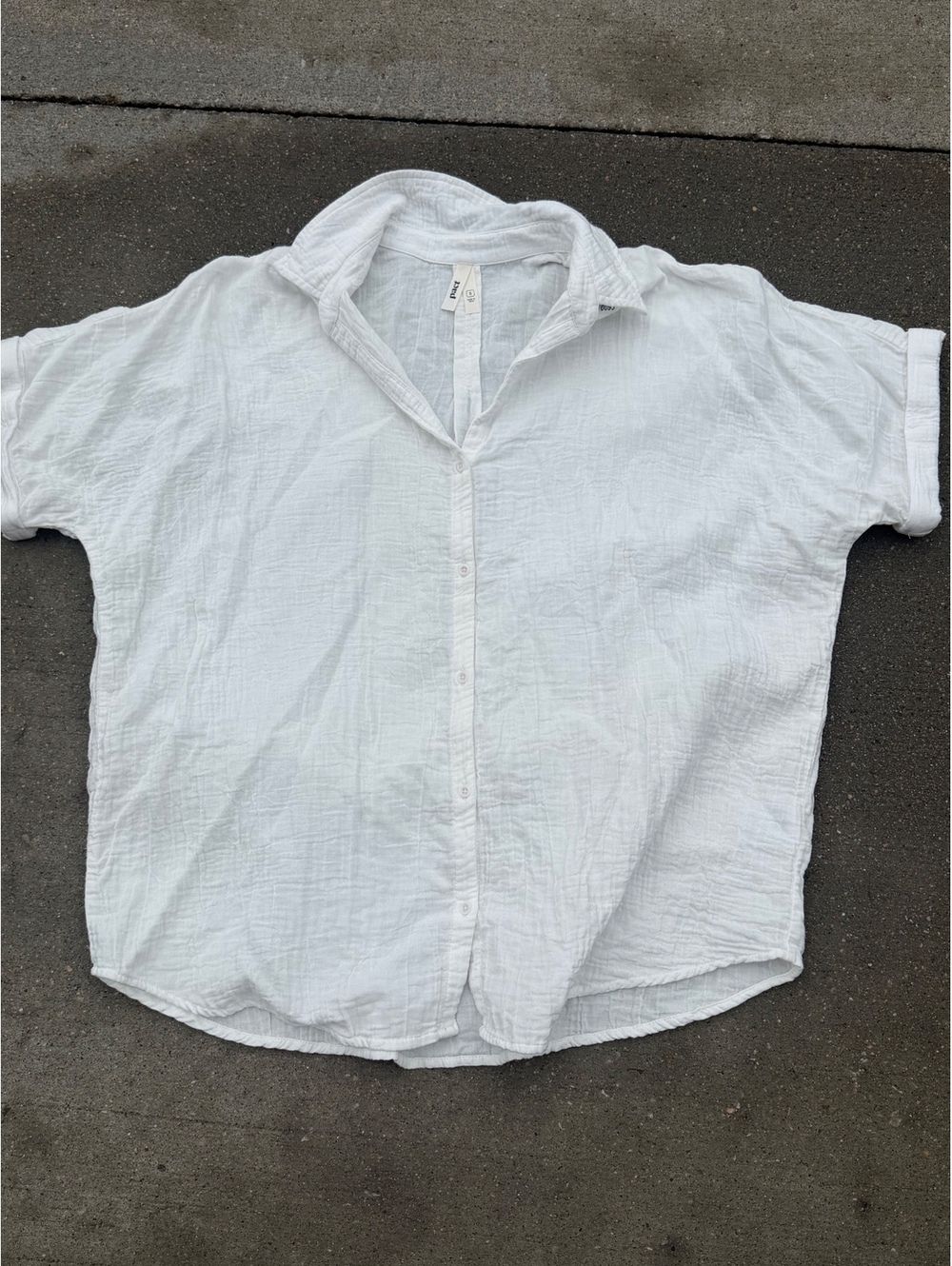 Pact Women's Organic Cotton White Button-Up Shirt Size Small